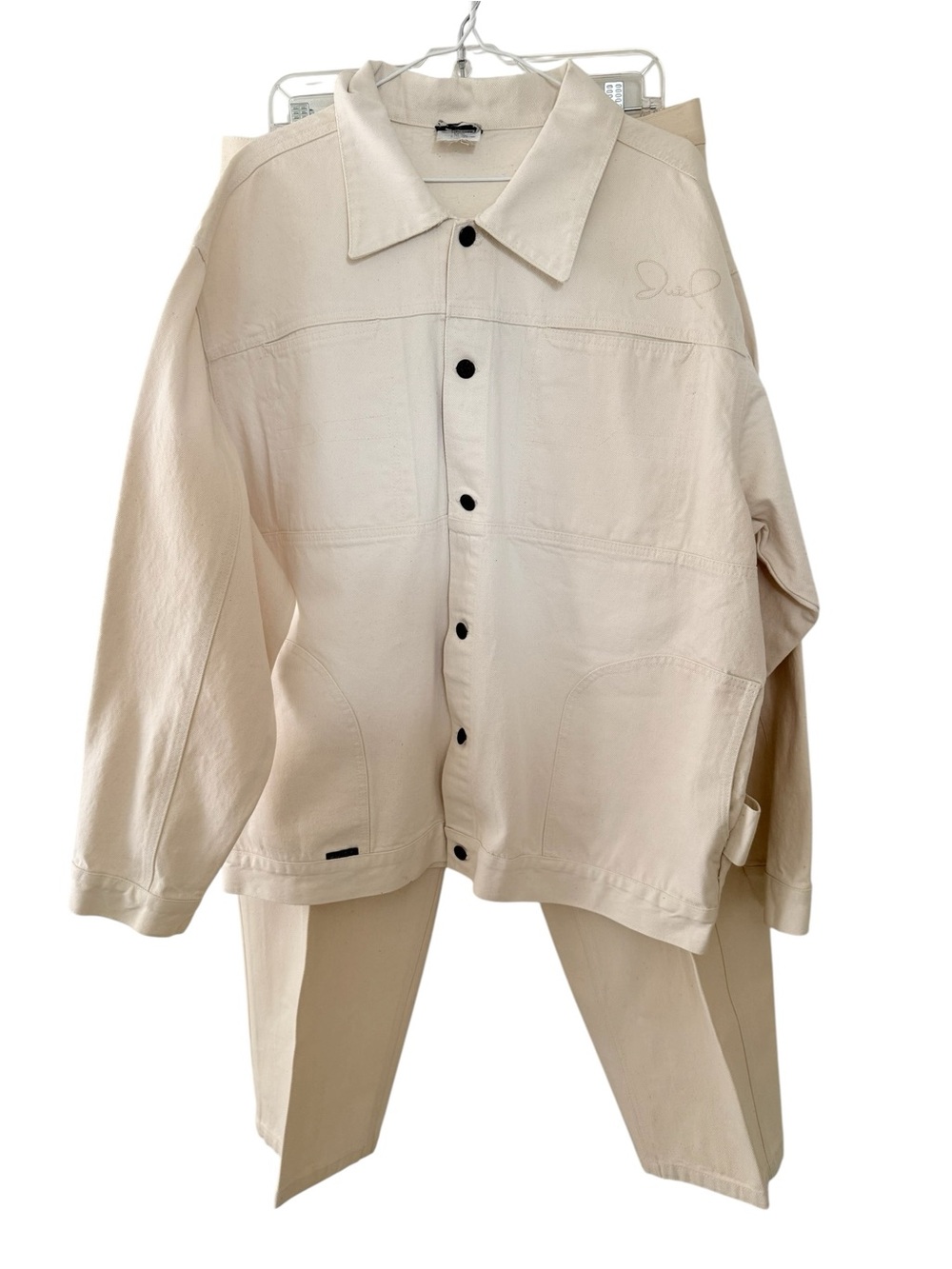 Vintage JUICE Cream Chore Denim Twill Utility Jacket and Pant Set Men 2XL XXL